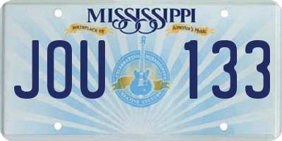 MS license plate JOU133