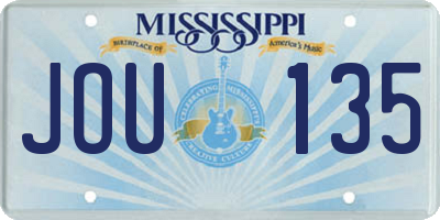 MS license plate JOU135