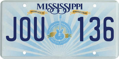 MS license plate JOU136