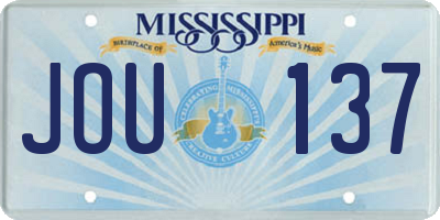 MS license plate JOU137