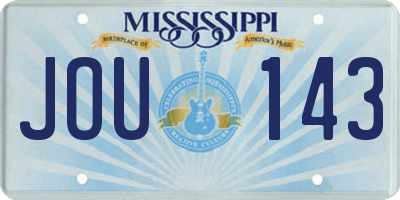 MS license plate JOU143