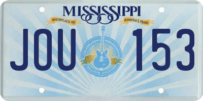 MS license plate JOU153