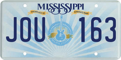 MS license plate JOU163