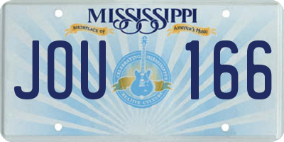 MS license plate JOU166