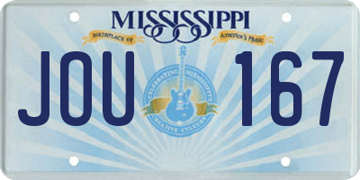 MS license plate JOU167