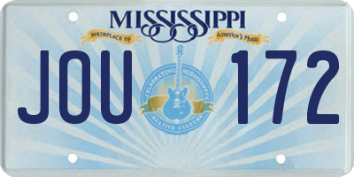MS license plate JOU172