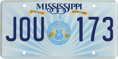 MS license plate JOU173