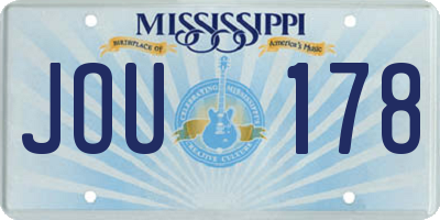 MS license plate JOU178