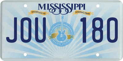 MS license plate JOU180