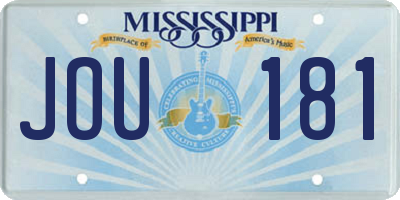 MS license plate JOU181