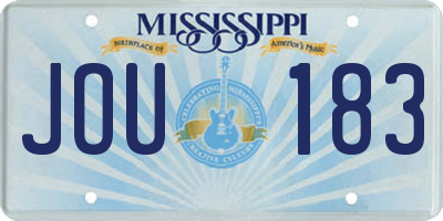 MS license plate JOU183