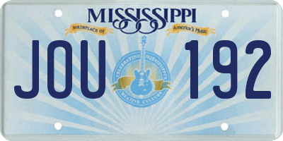 MS license plate JOU192