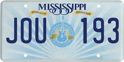 MS license plate JOU193