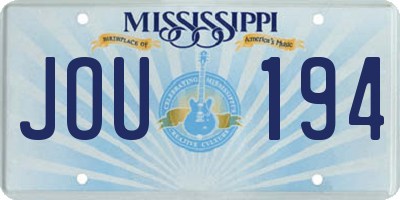 MS license plate JOU194