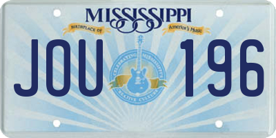 MS license plate JOU196