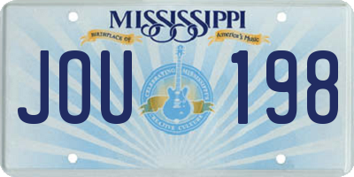 MS license plate JOU198