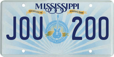 MS license plate JOU200