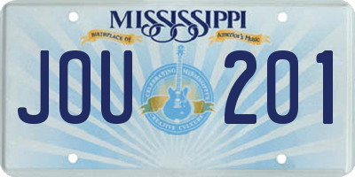 MS license plate JOU201