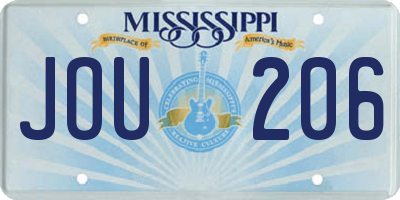 MS license plate JOU206