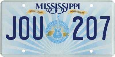MS license plate JOU207