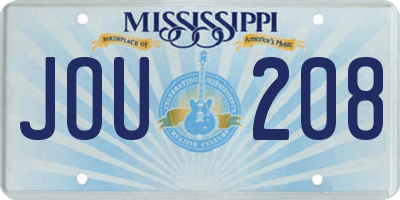 MS license plate JOU208