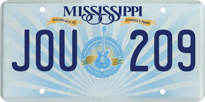 MS license plate JOU209