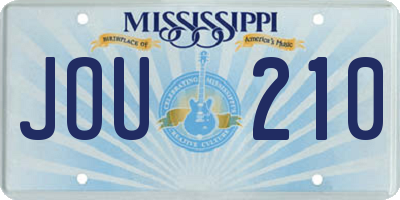 MS license plate JOU210