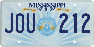 MS license plate JOU212