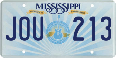 MS license plate JOU213