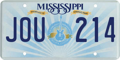 MS license plate JOU214