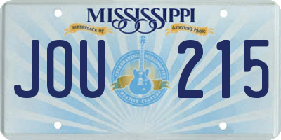 MS license plate JOU215