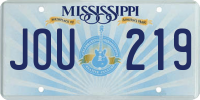 MS license plate JOU219