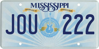 MS license plate JOU222