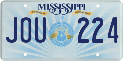 MS license plate JOU224