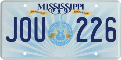 MS license plate JOU226