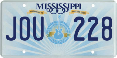 MS license plate JOU228