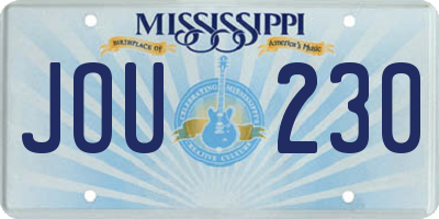 MS license plate JOU230