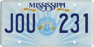 MS license plate JOU231