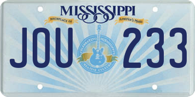 MS license plate JOU233