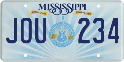 MS license plate JOU234