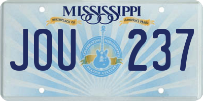 MS license plate JOU237