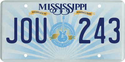 MS license plate JOU243