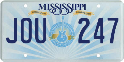 MS license plate JOU247