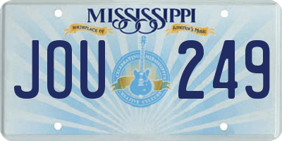 MS license plate JOU249