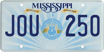 MS license plate JOU250
