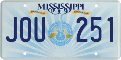 MS license plate JOU251