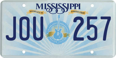 MS license plate JOU257