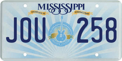 MS license plate JOU258