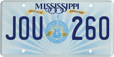 MS license plate JOU260