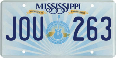 MS license plate JOU263